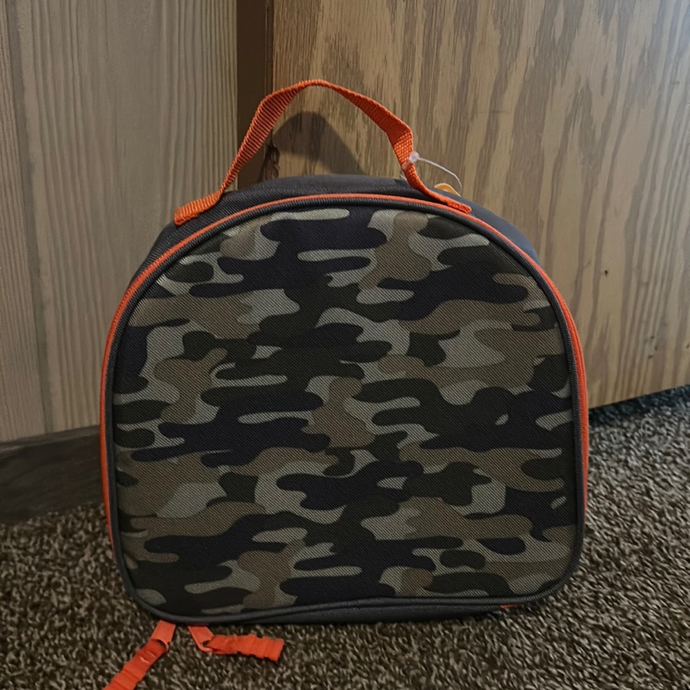 GYMBOREE CAMO LUNCHBOX: GREEN/ORANGE: NEW WITH TAGS